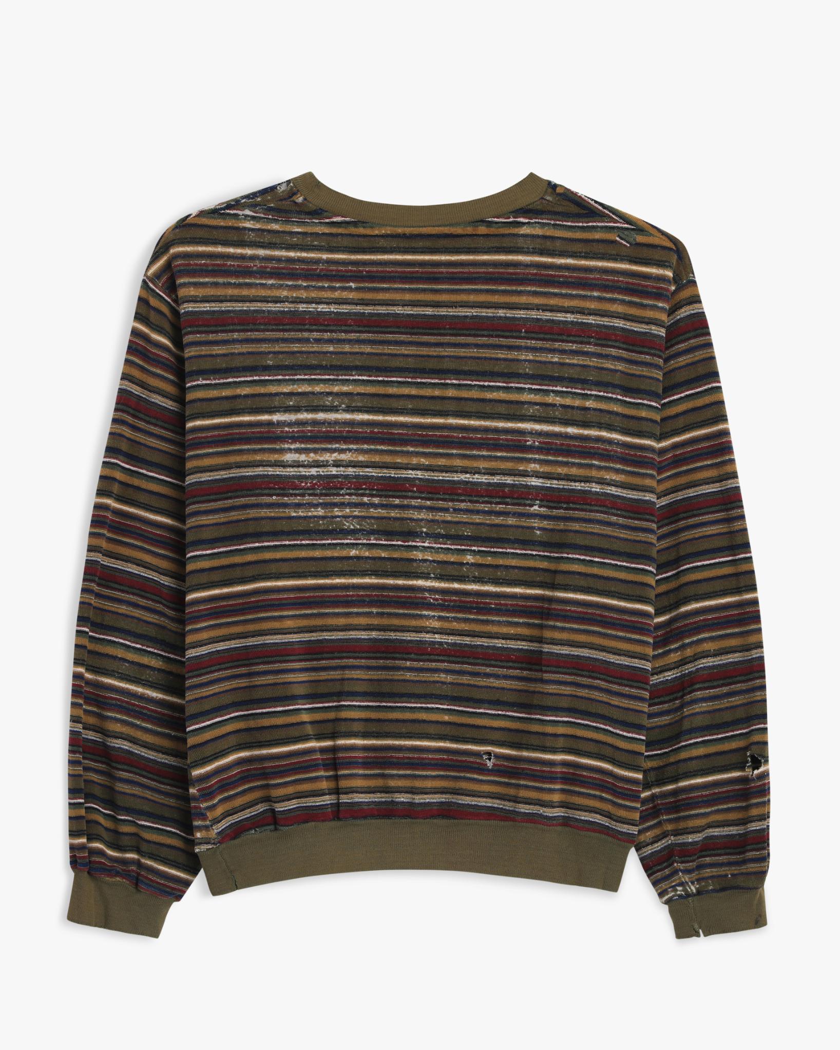 70s Distressed Striped Multi-Colored Sweatshirt (L)