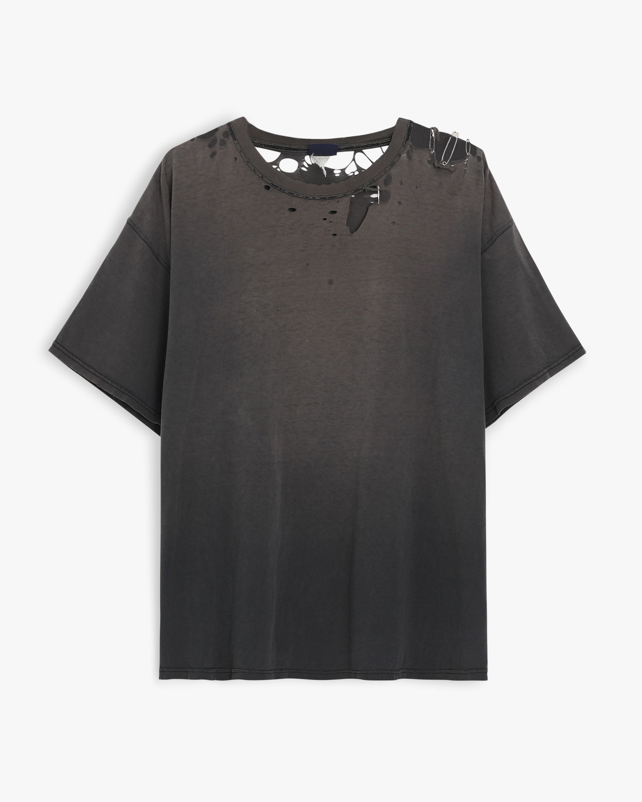 Thrashed Faded Black Blank T-Shirt (XL)