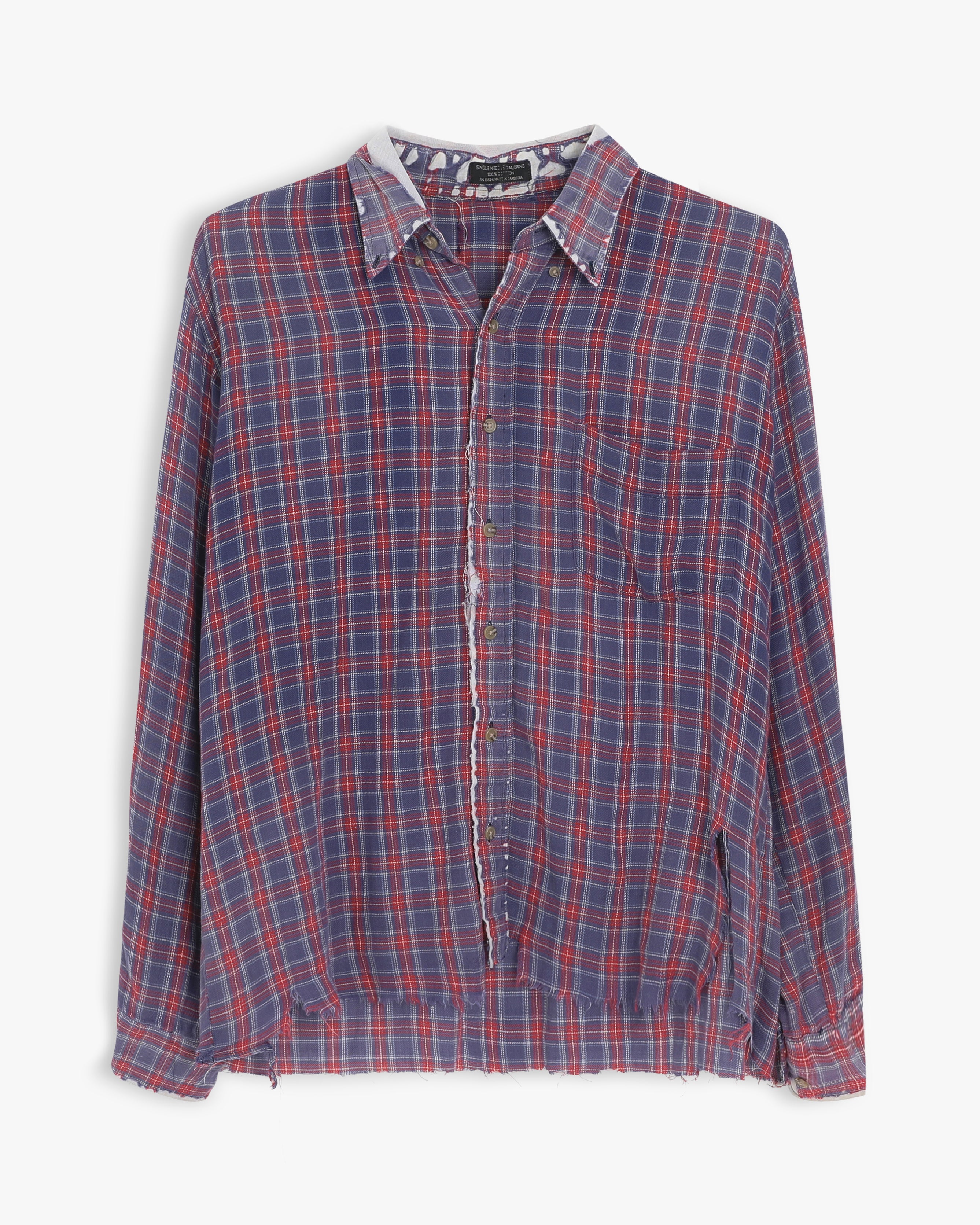 Distressed Plaid Flannel (L)