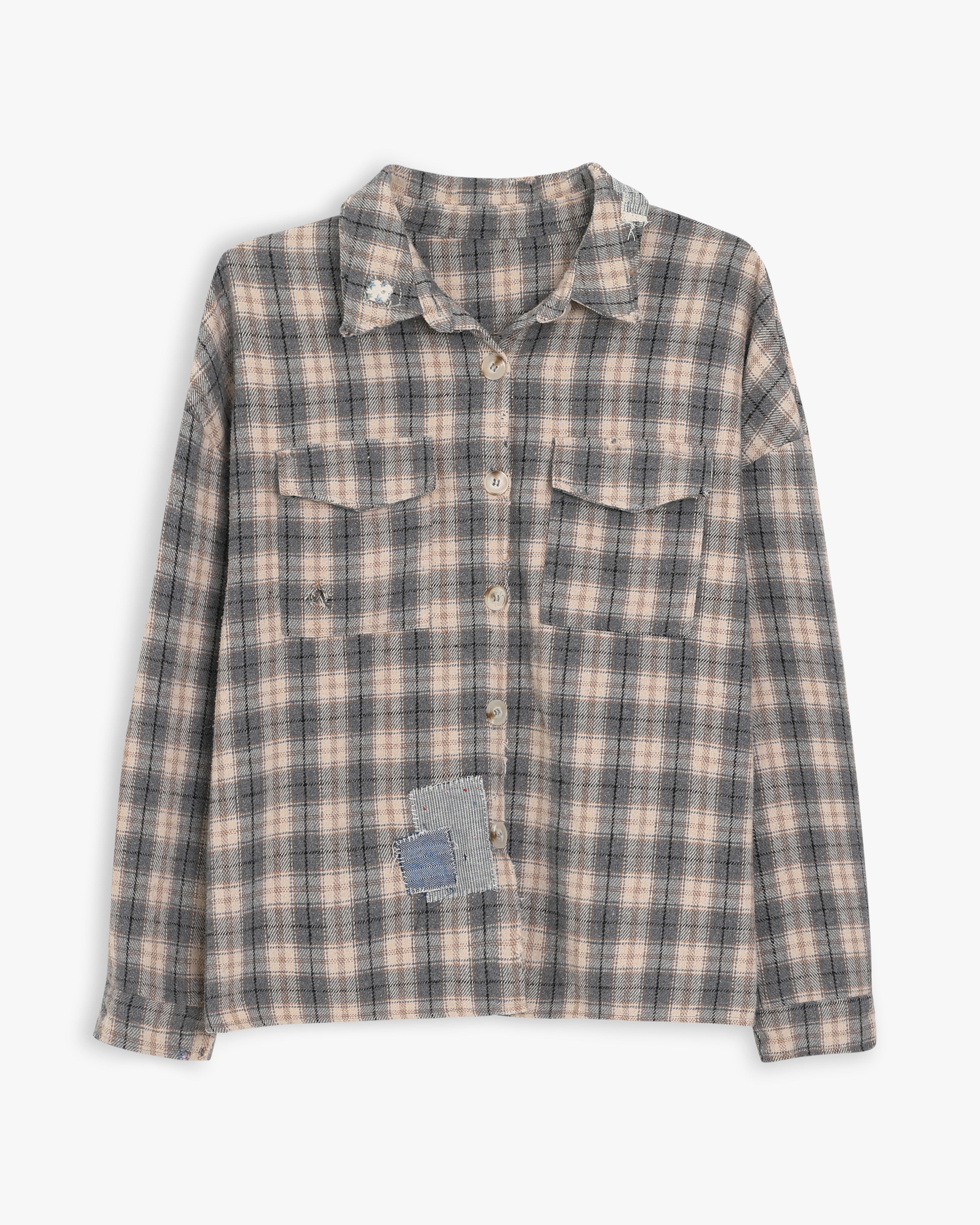 Beige Patchwork Flannel (M)