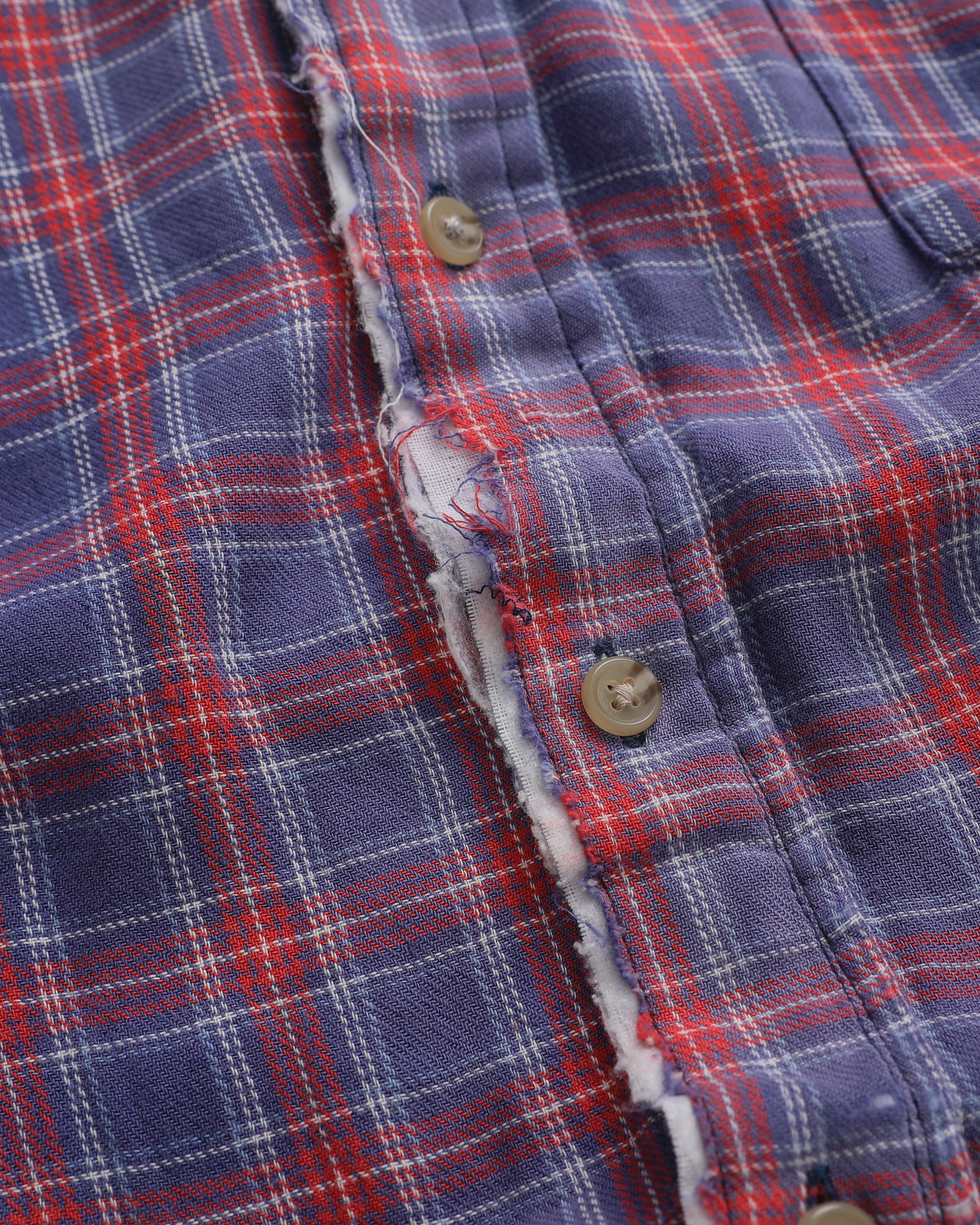 Distressed Plaid Flannel (L)