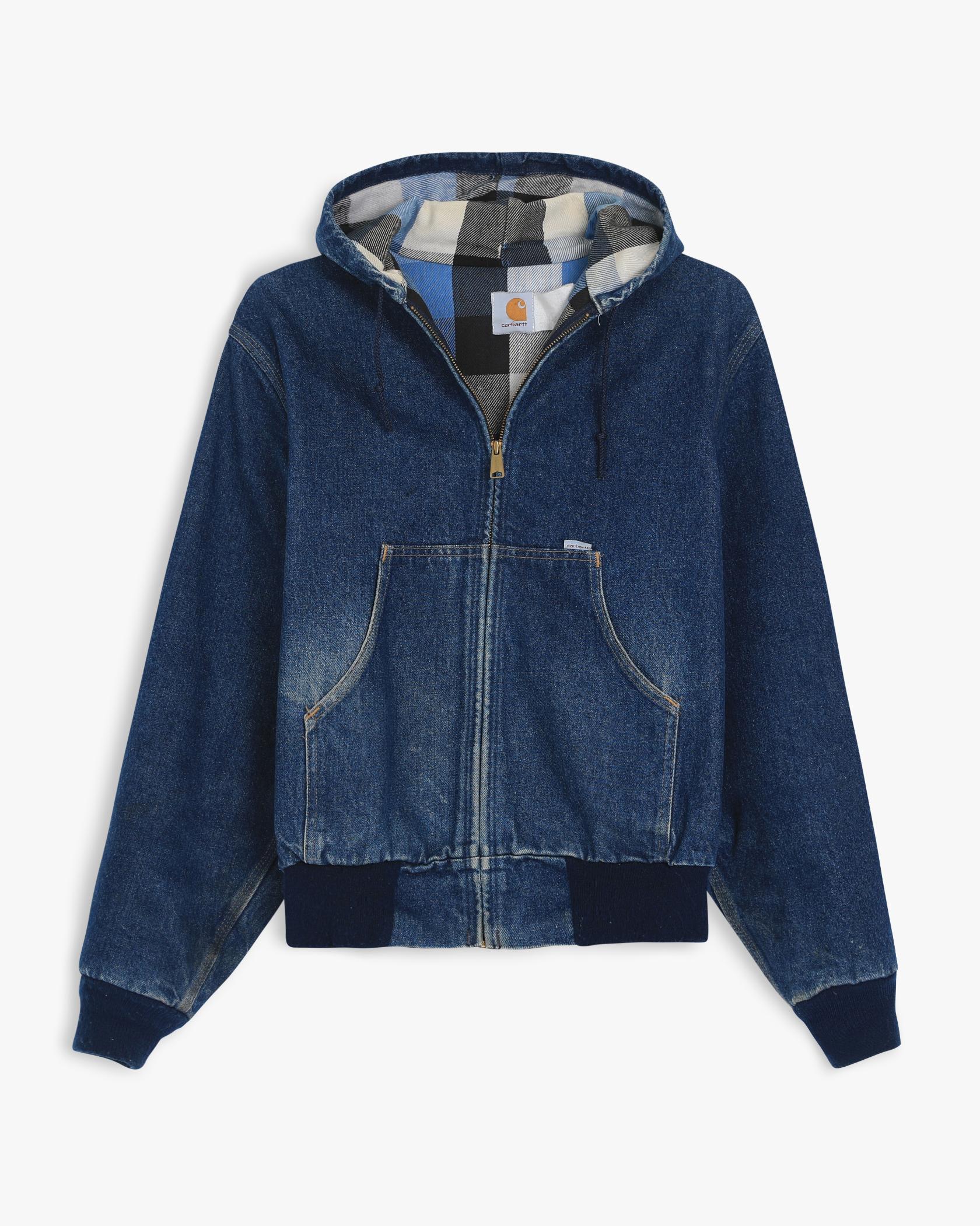 Carhartt Plaid Denim Hooded Jacket (S)