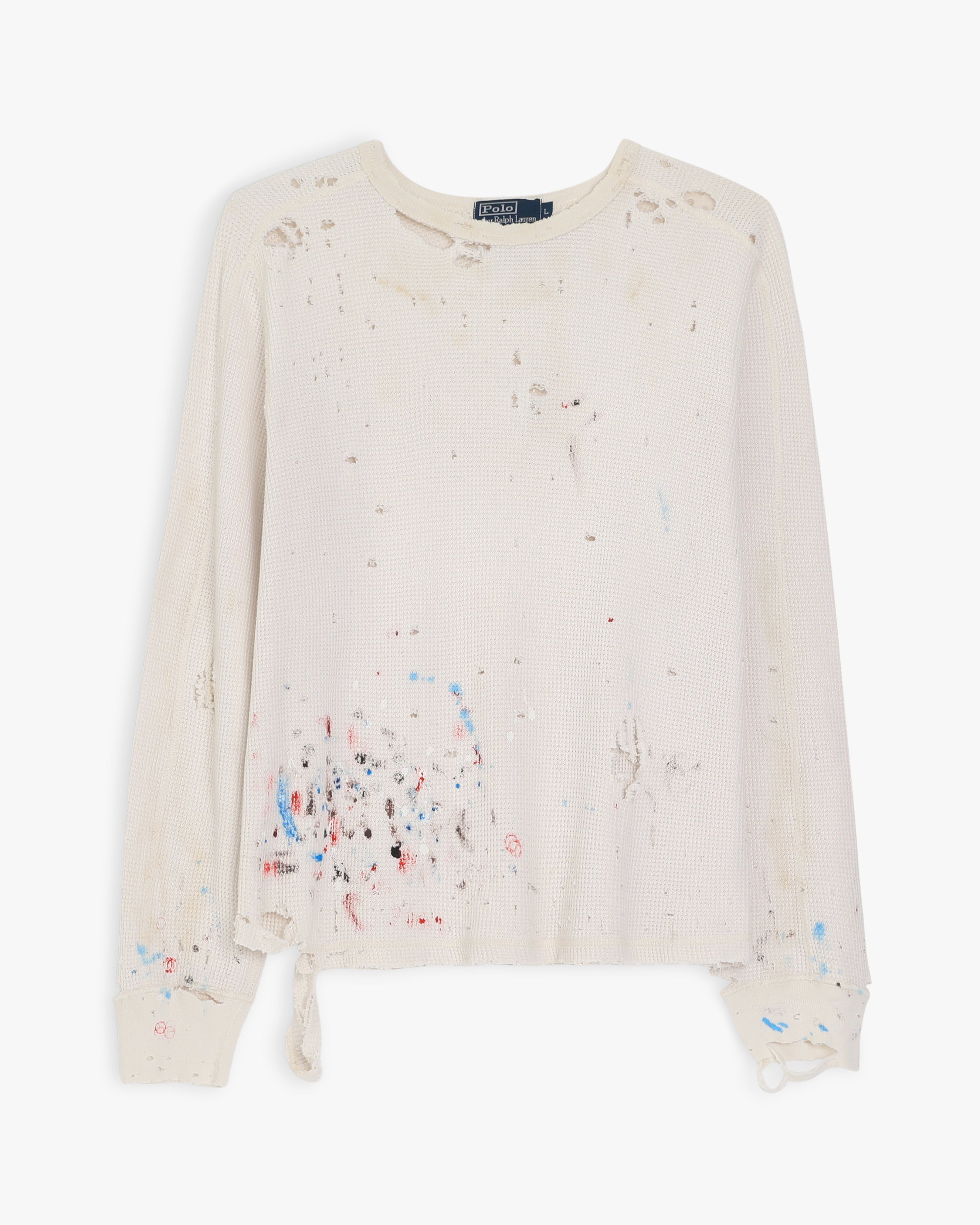 Paint Splattered Thrashed Ralph Lauren Thermal (L)