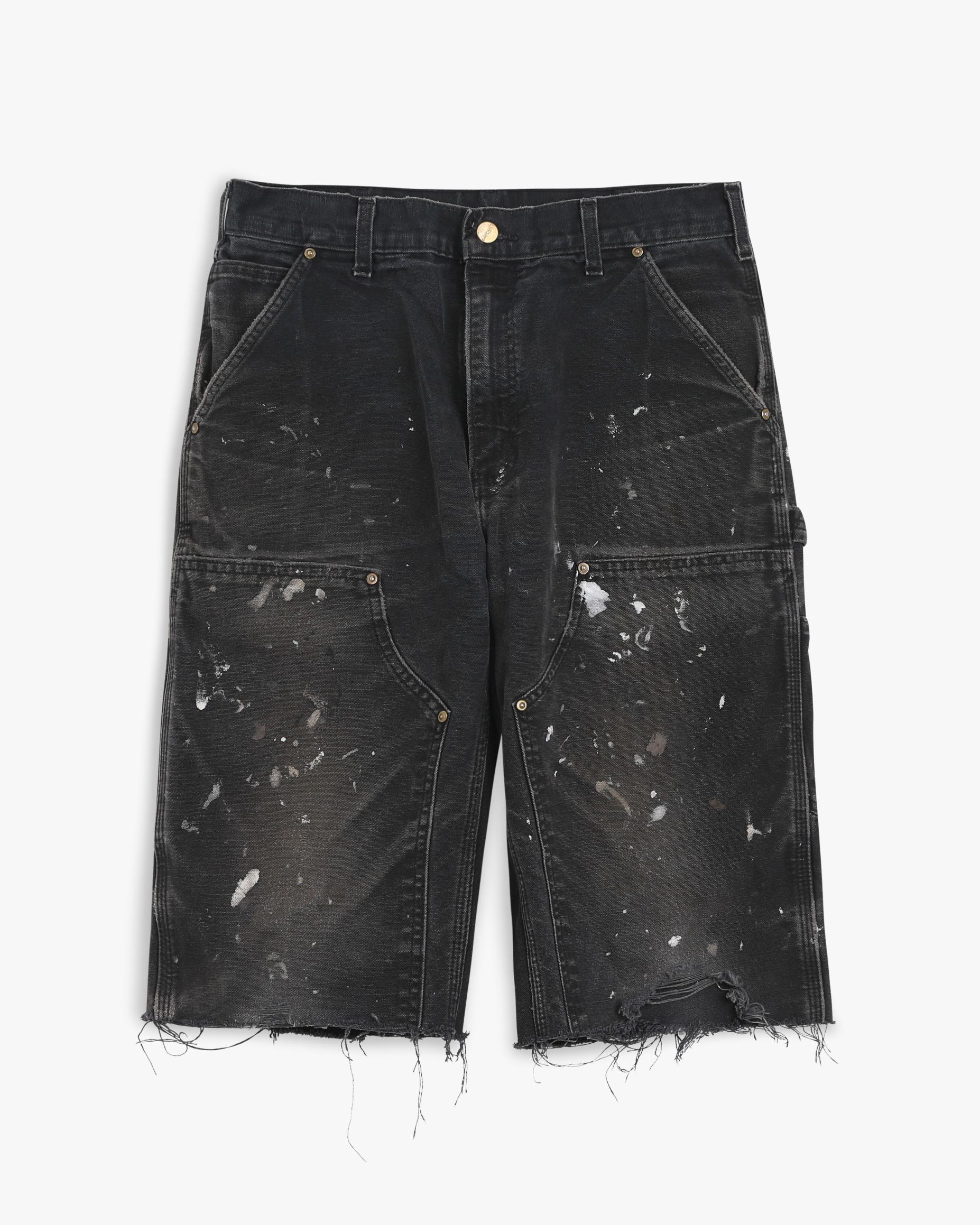 Paint Splattered Carhartt Black Double Knee Cut-Offs (31")