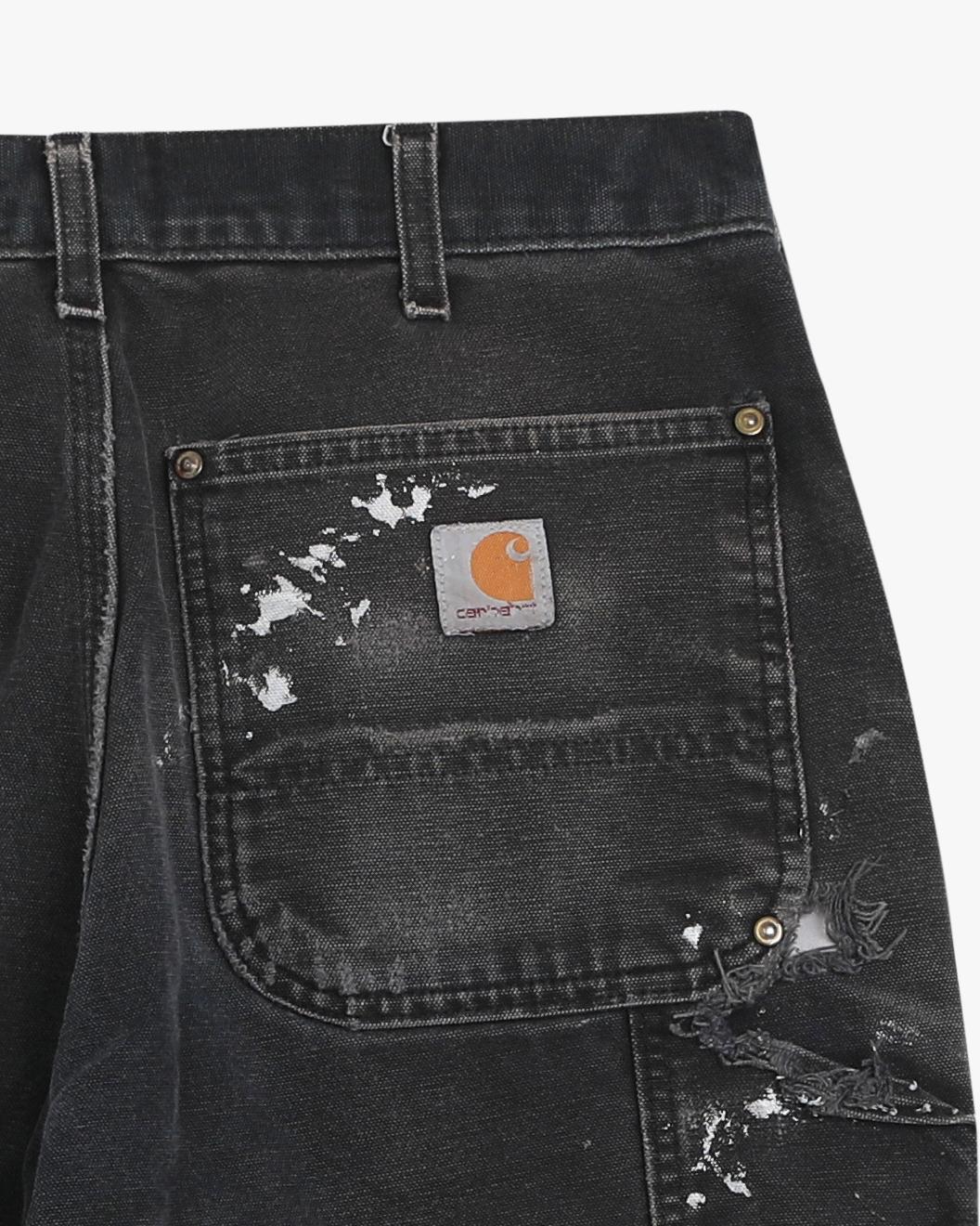 Paint Splattered Carhartt Black Double Knee Cut-Offs (31")
