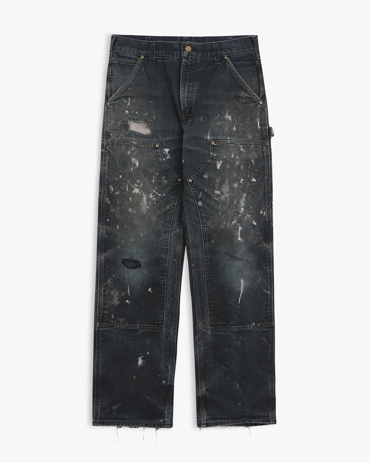 Paint Splattered Thrashed Black Carhartt Double Knees (32
