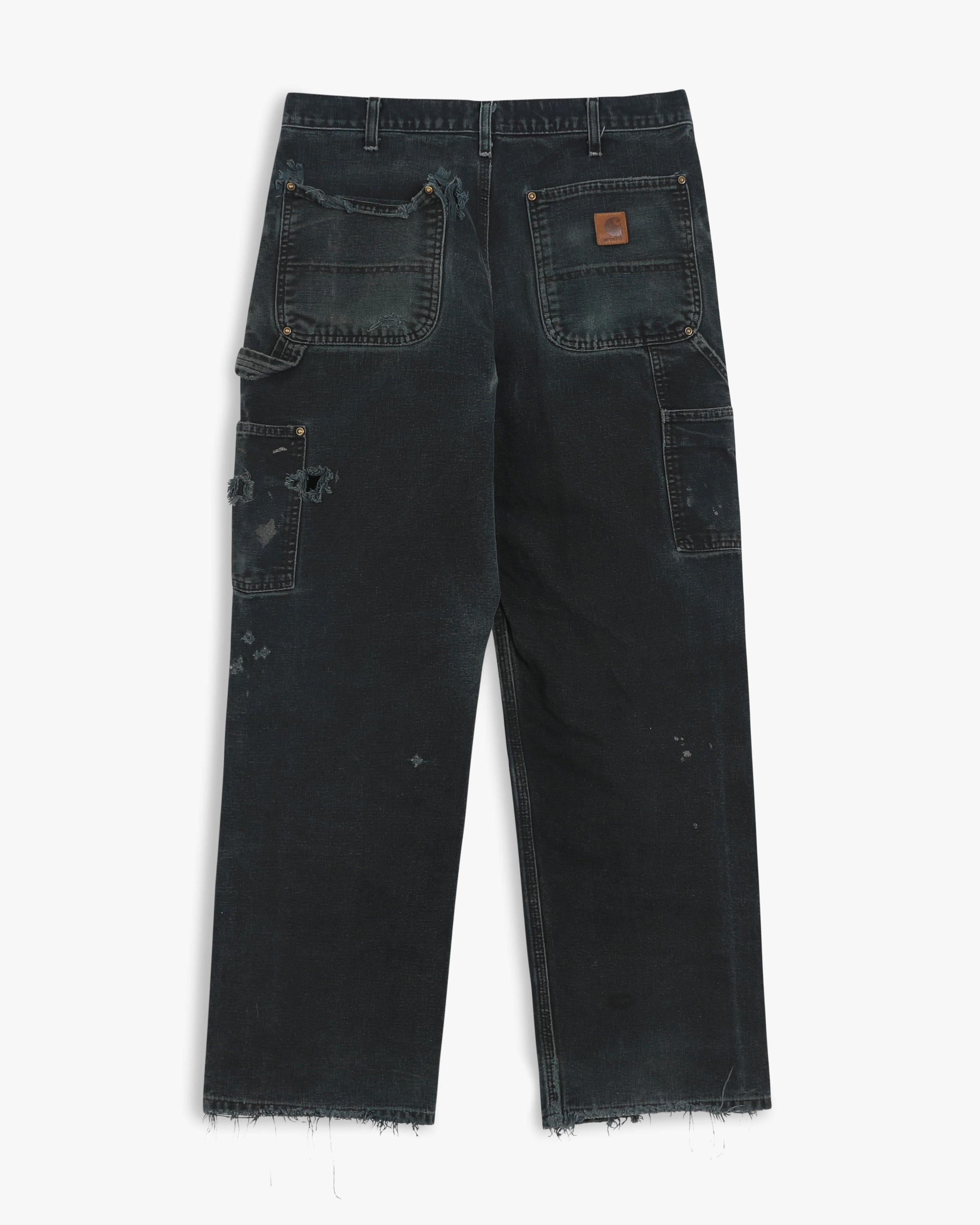 Paint Splattered Black Carhartt Double Knees (31")