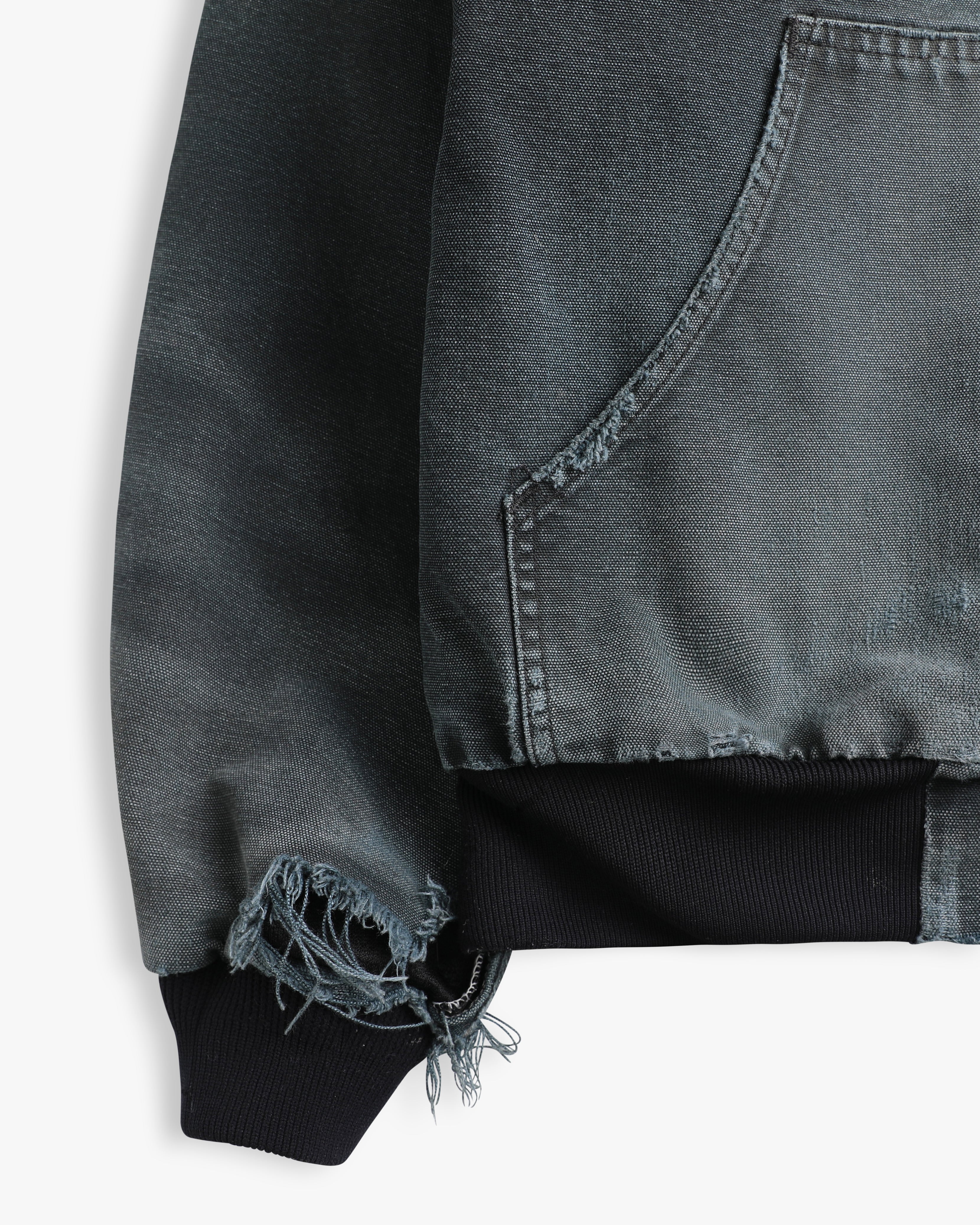 Thrashed Faded Black Carhartt Hooded Jacket (L)
