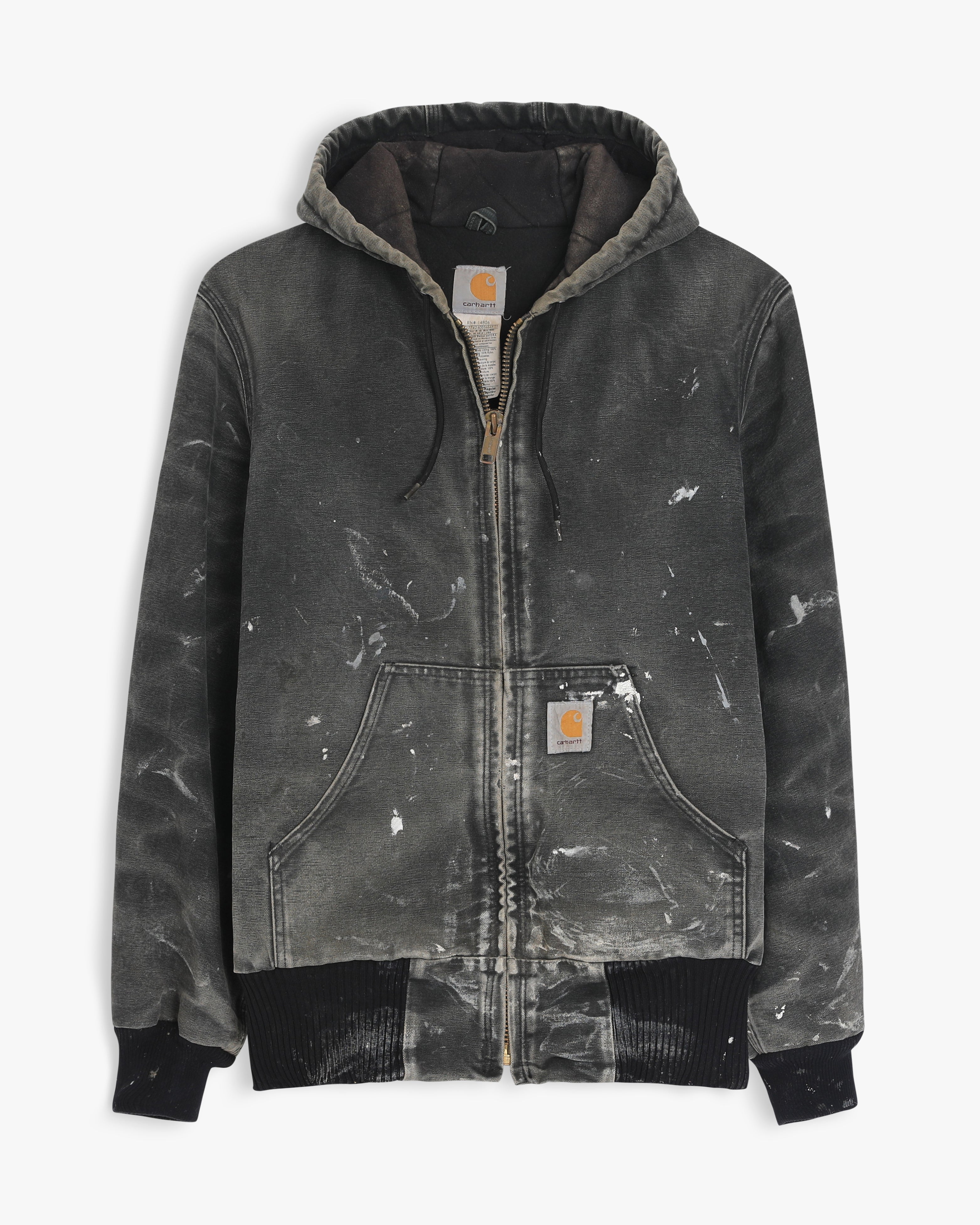 Faded Black Carhartt Hooded Painters Jacket (M)