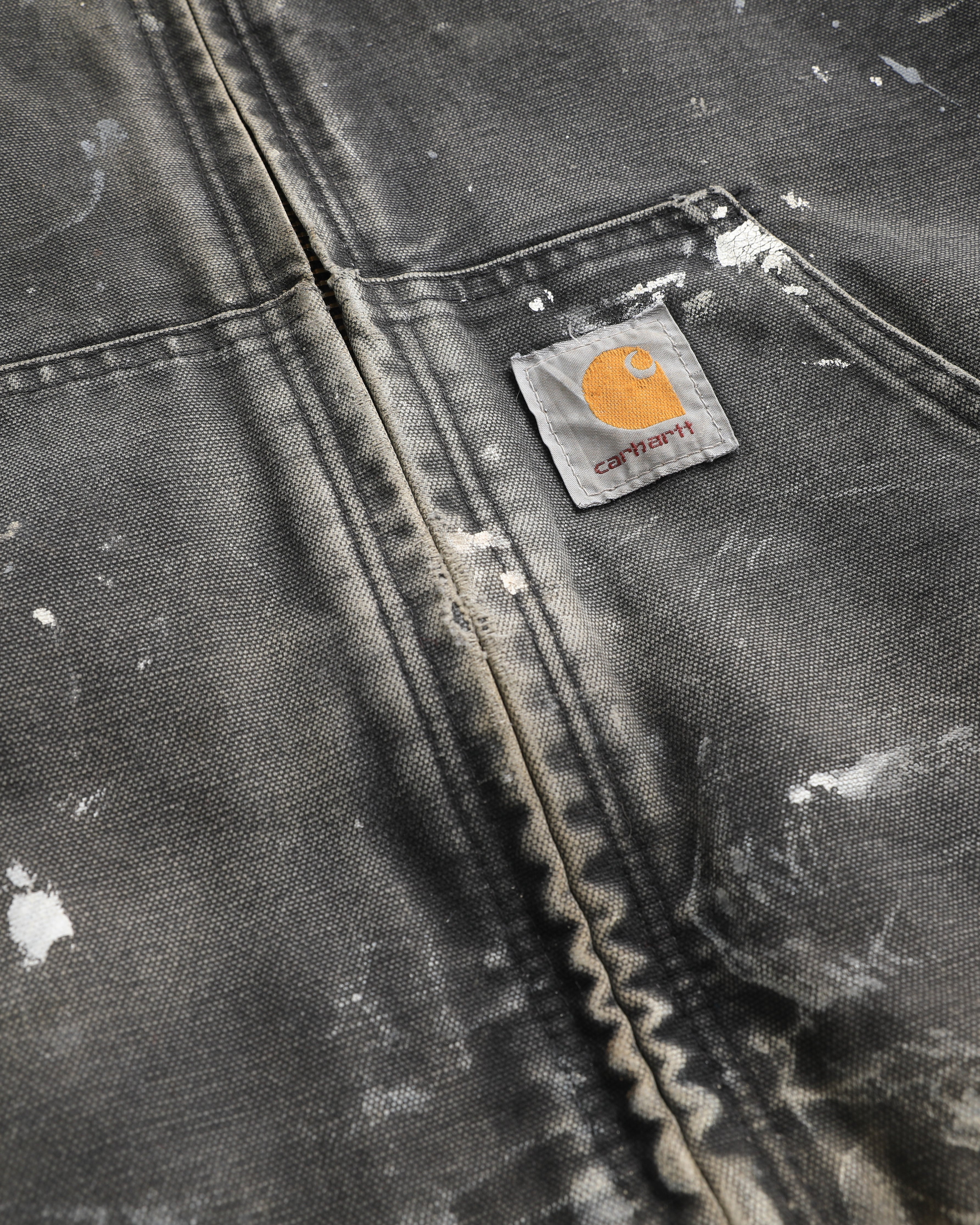 Faded Black Carhartt Hooded Painters Jacket (M)