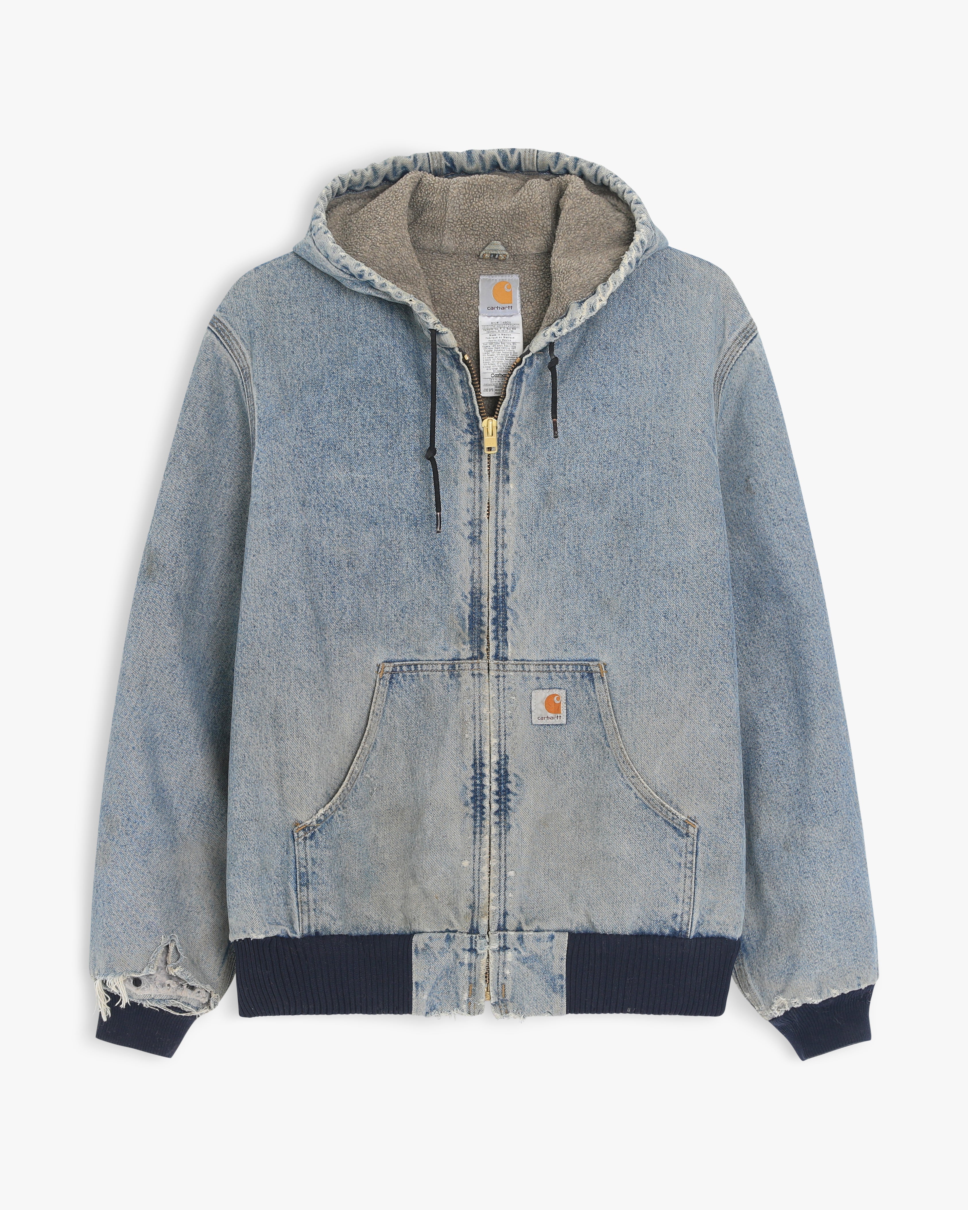 Denim Dirt Wash Carhartt Hooded Active Jacket (M/L)