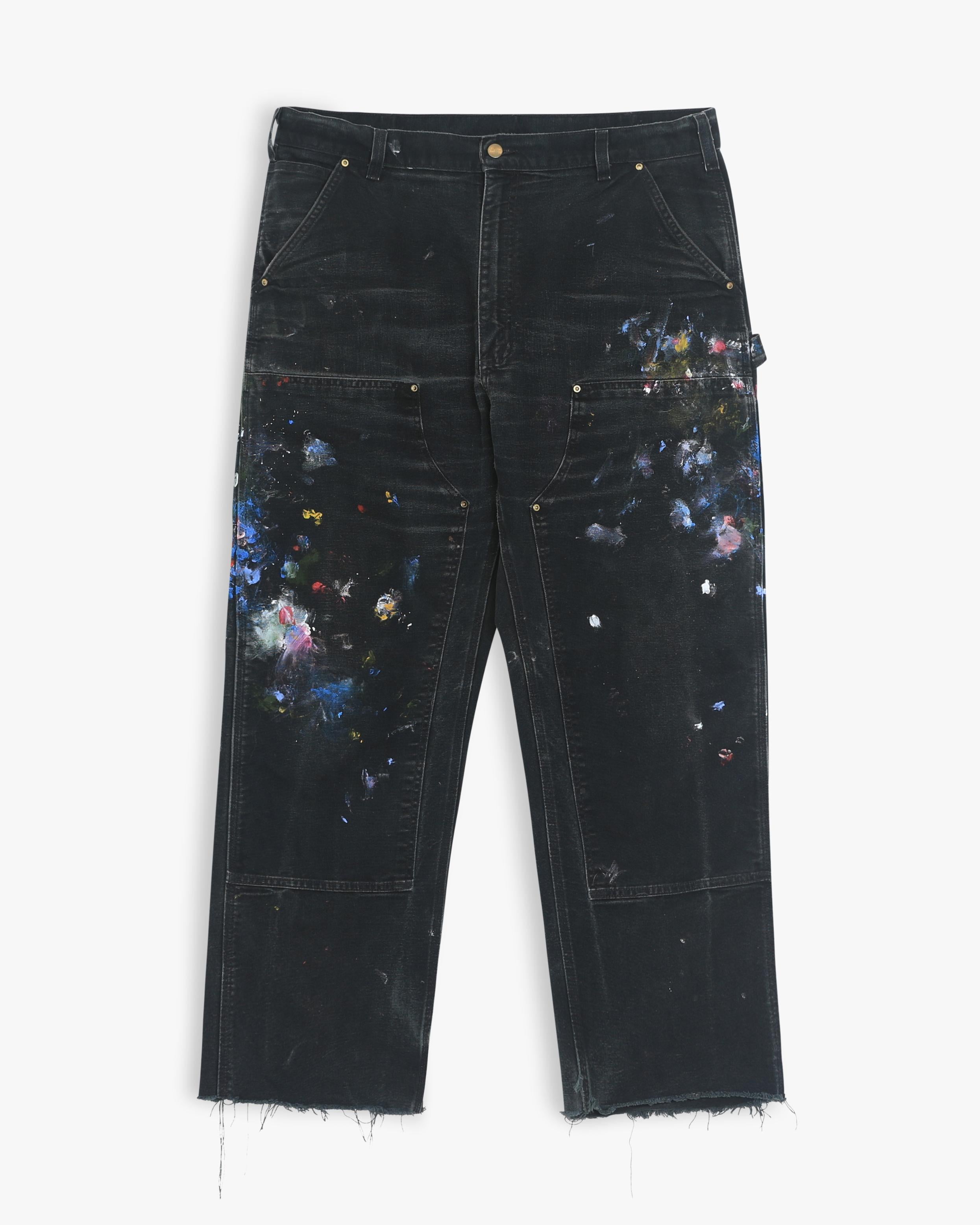 Paint Splattered Black Carhartt Doubleknees (38")