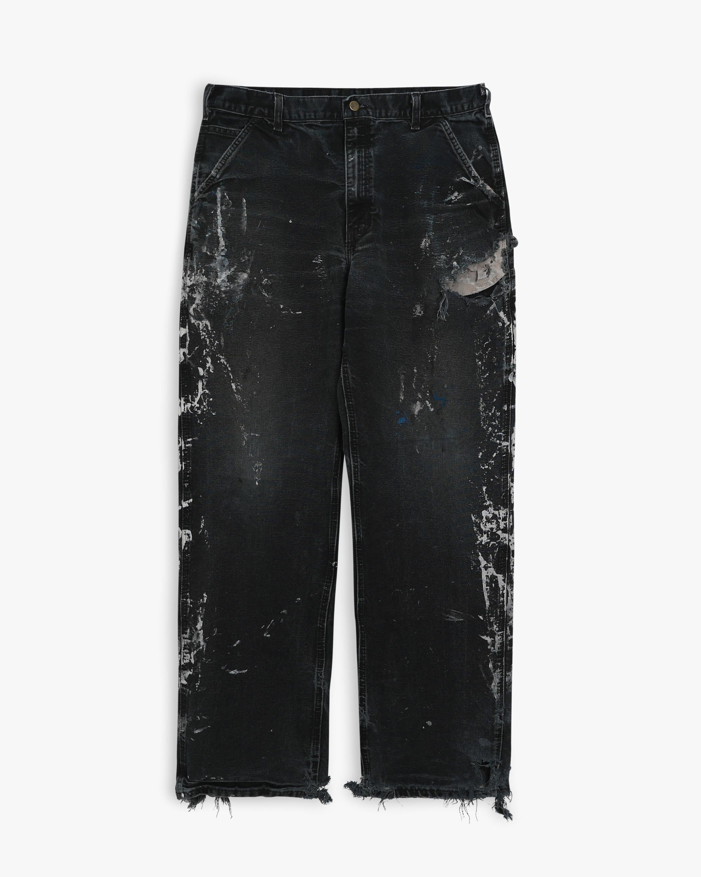 Paint Splattered Thrashed Black Carhartt (35")