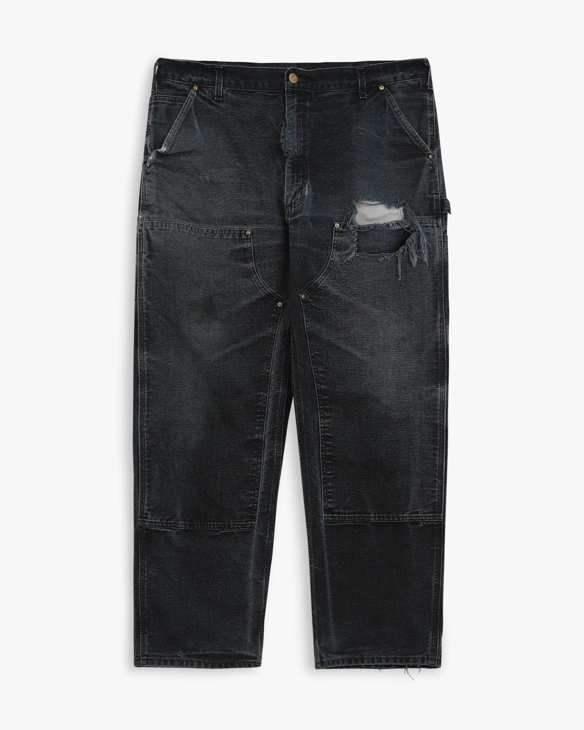 Thrashed Faded Black Carhartt Doubleknees (38")