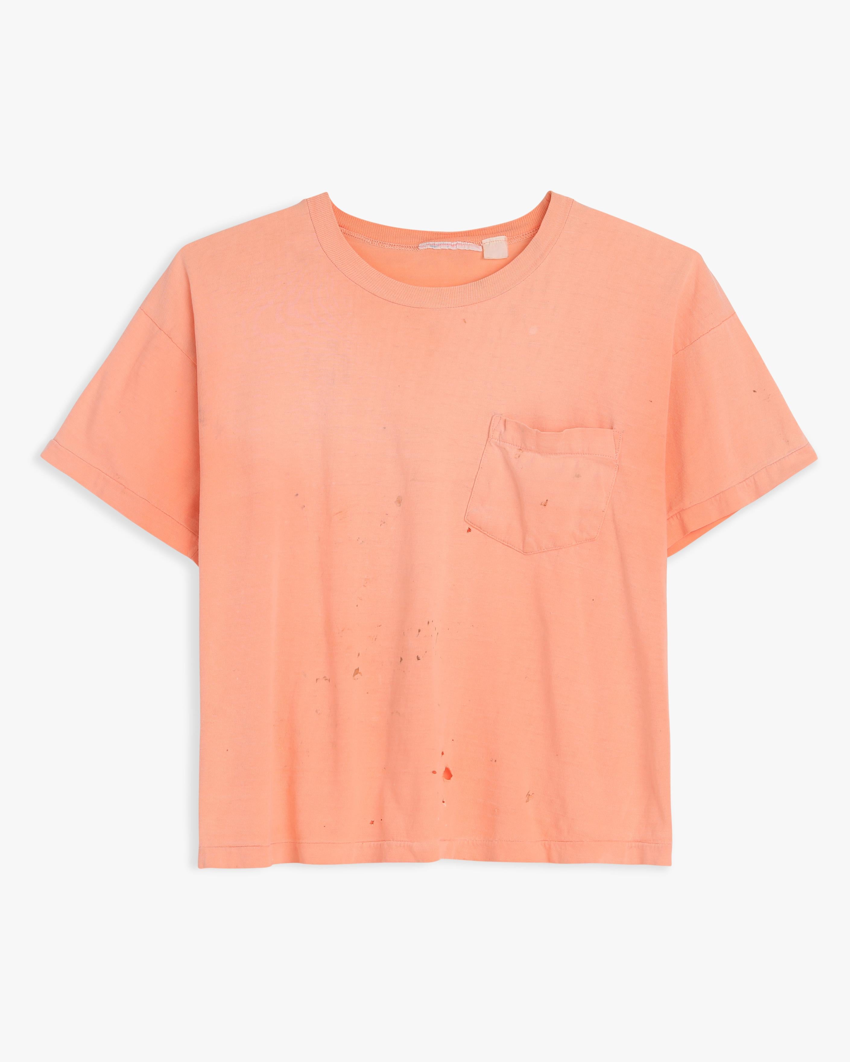 Vintage Cropped Sunfaded Peach Pocket Tee (M)
