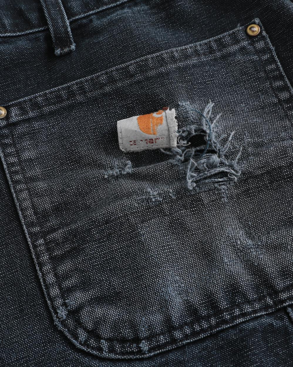 Thrashed Faded Black Carhartt Doubleknees (38")