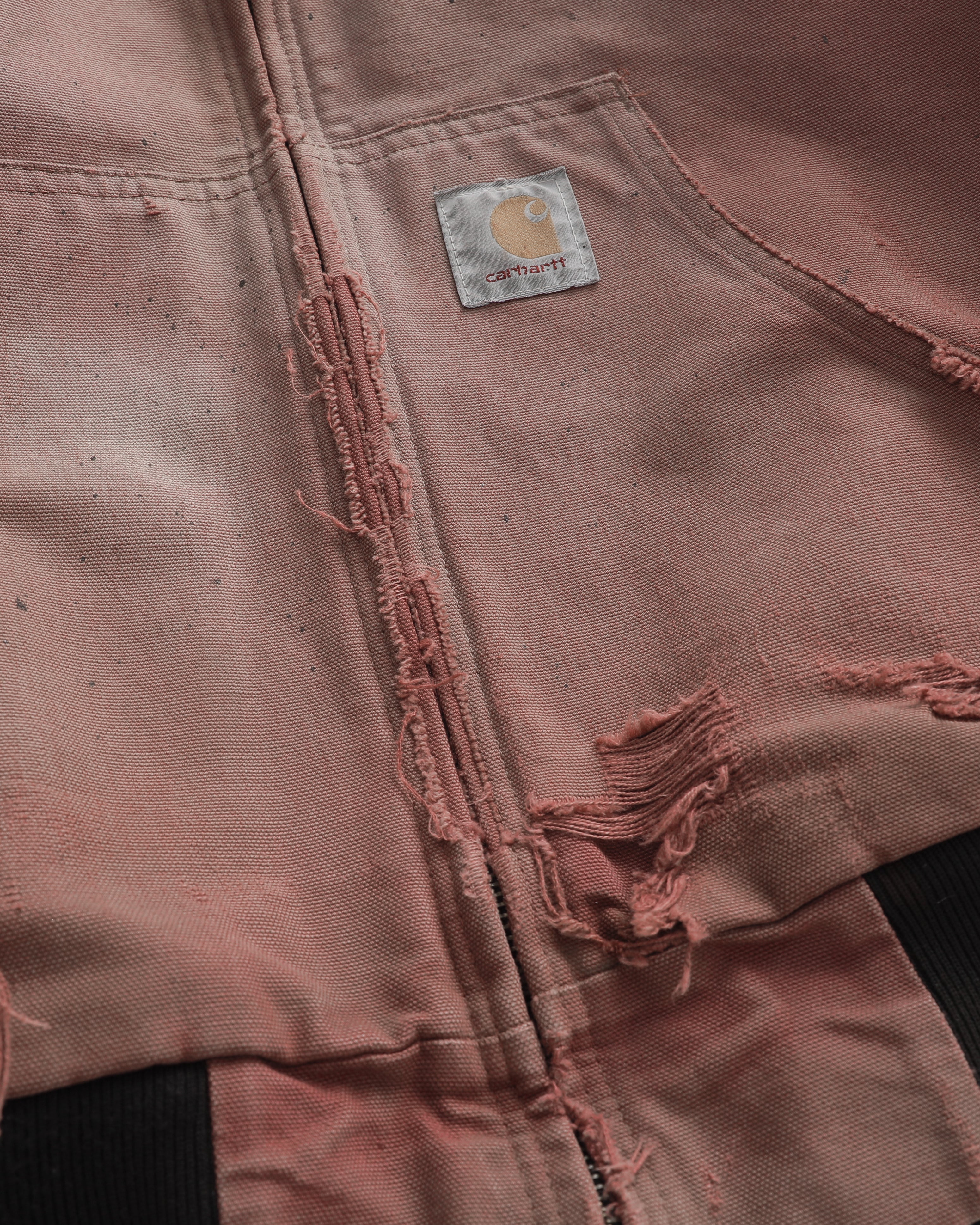 Thrashed Faded Maroon Carhartt Hooded Jacket (M)