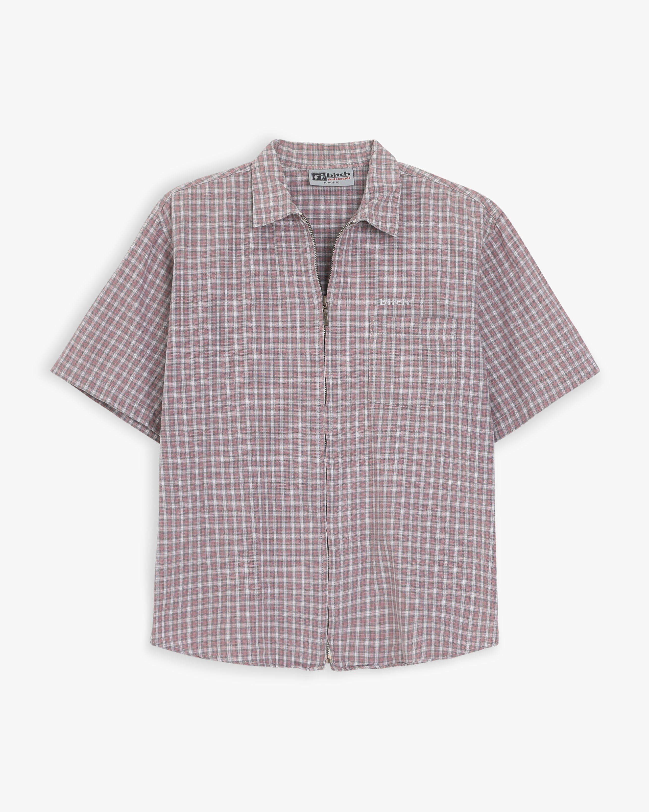 Bitch Skateboards Plaid Zip-Up Shirt (M)