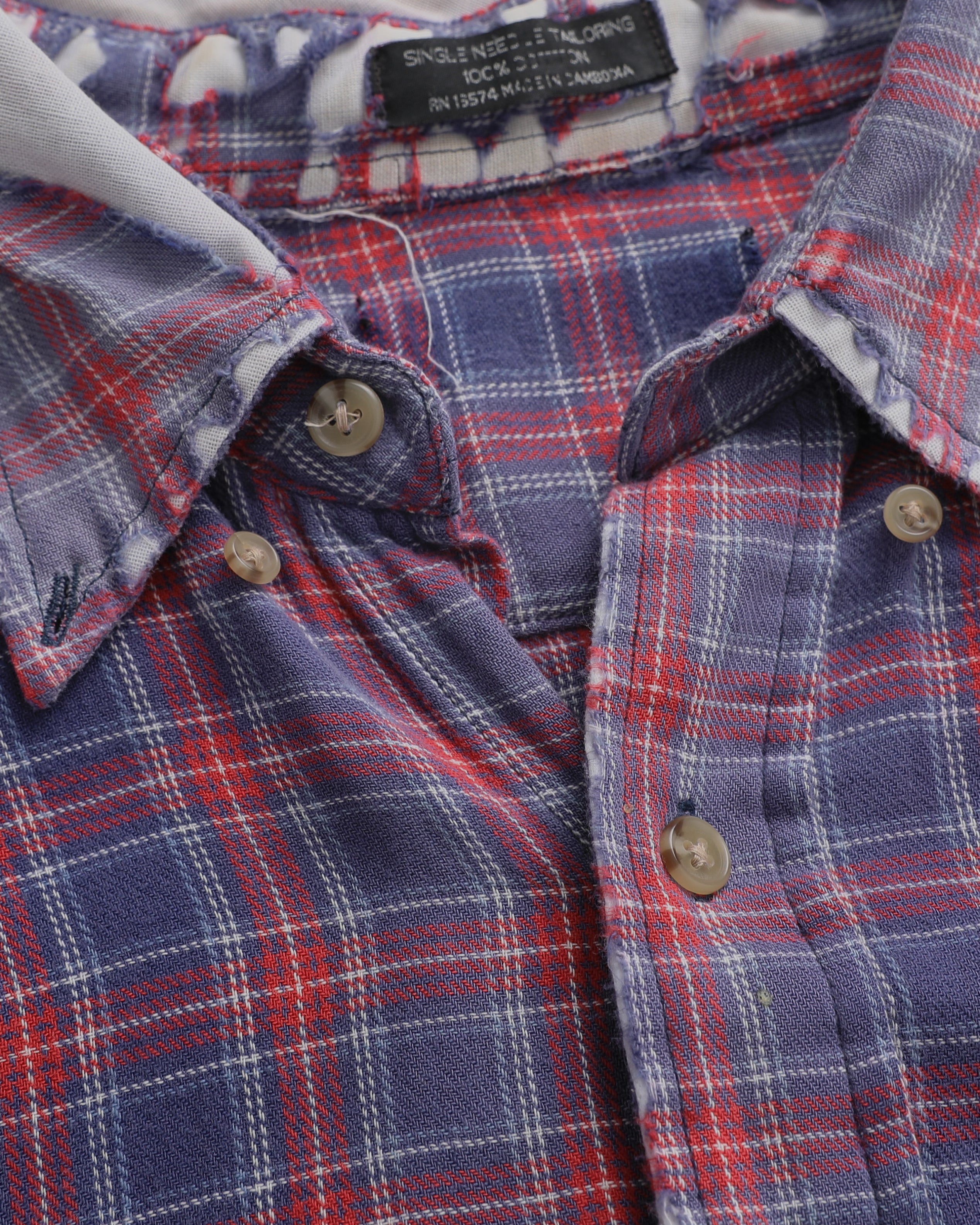 Distressed Plaid Flannel (L)