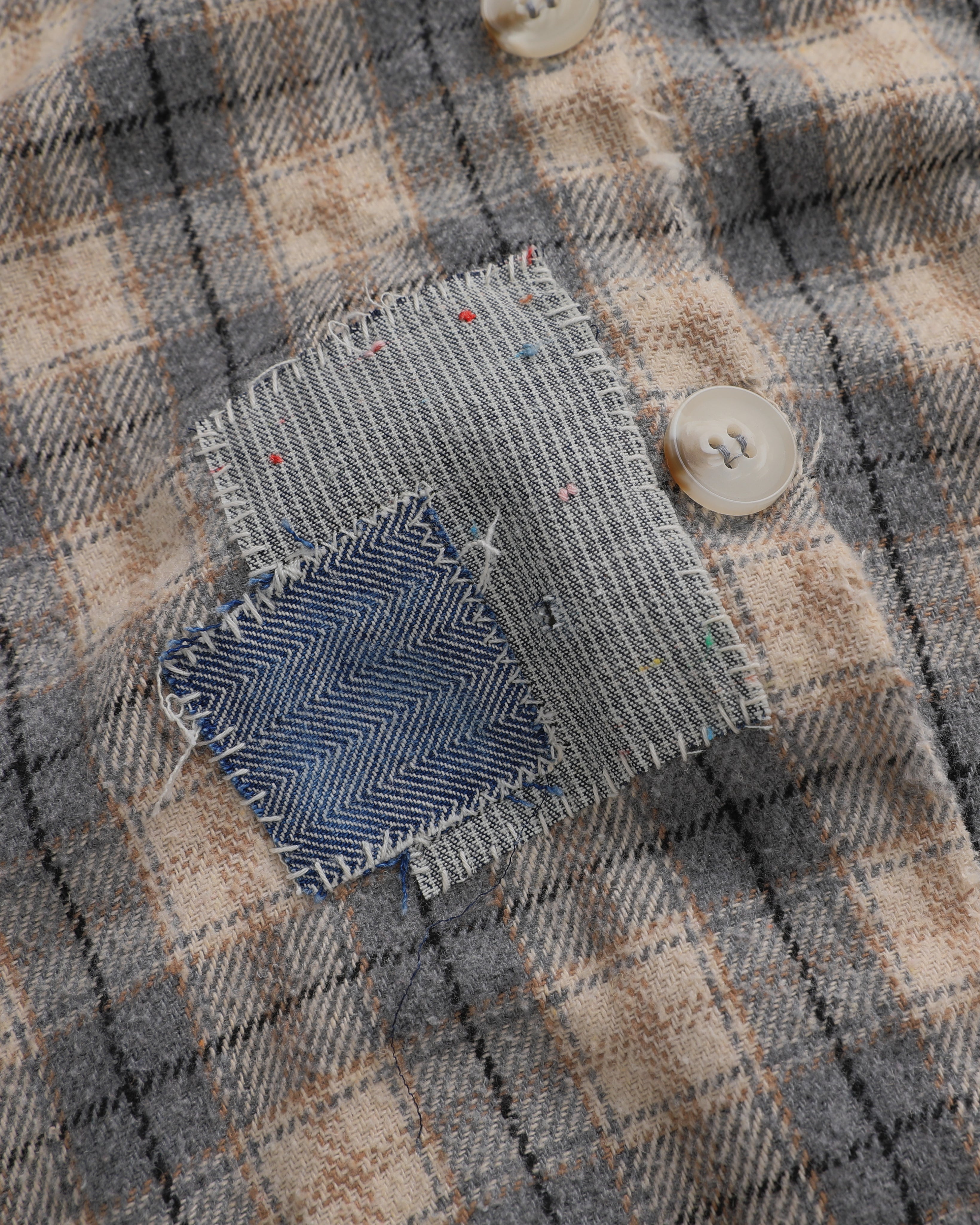 Beige Patchwork Flannel (M)