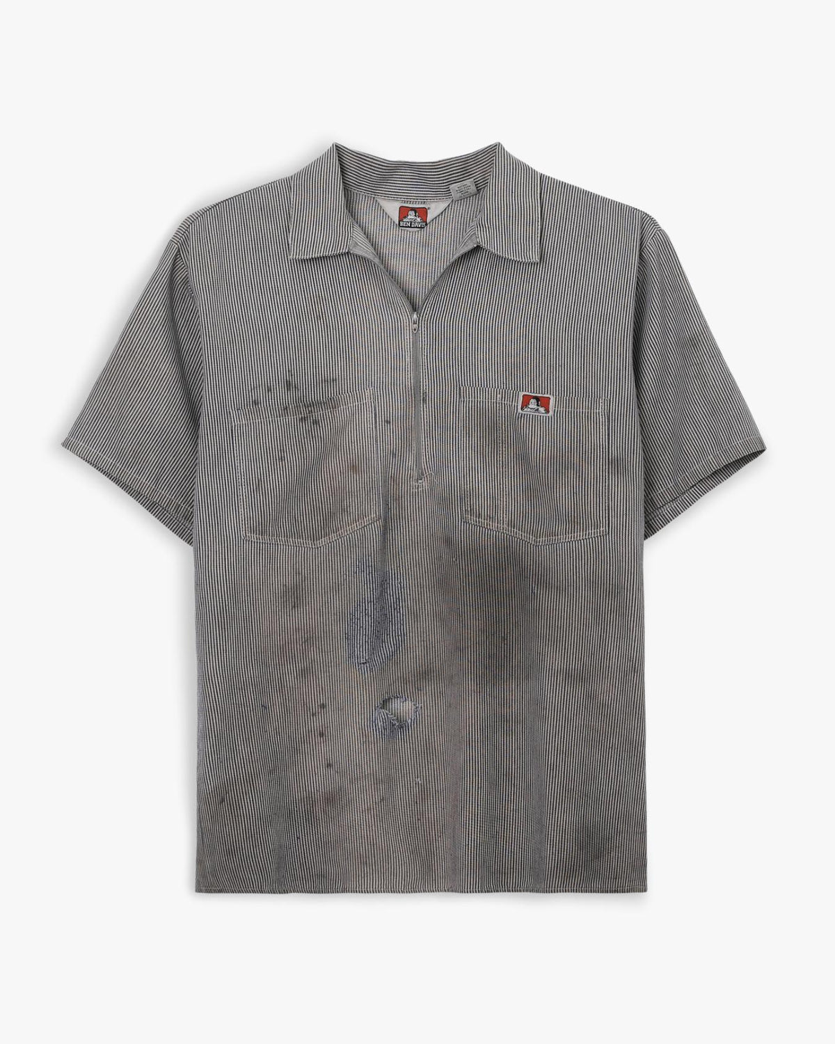 Thrashed Ben Davis Pin Stripe Work T-Shirt (M)