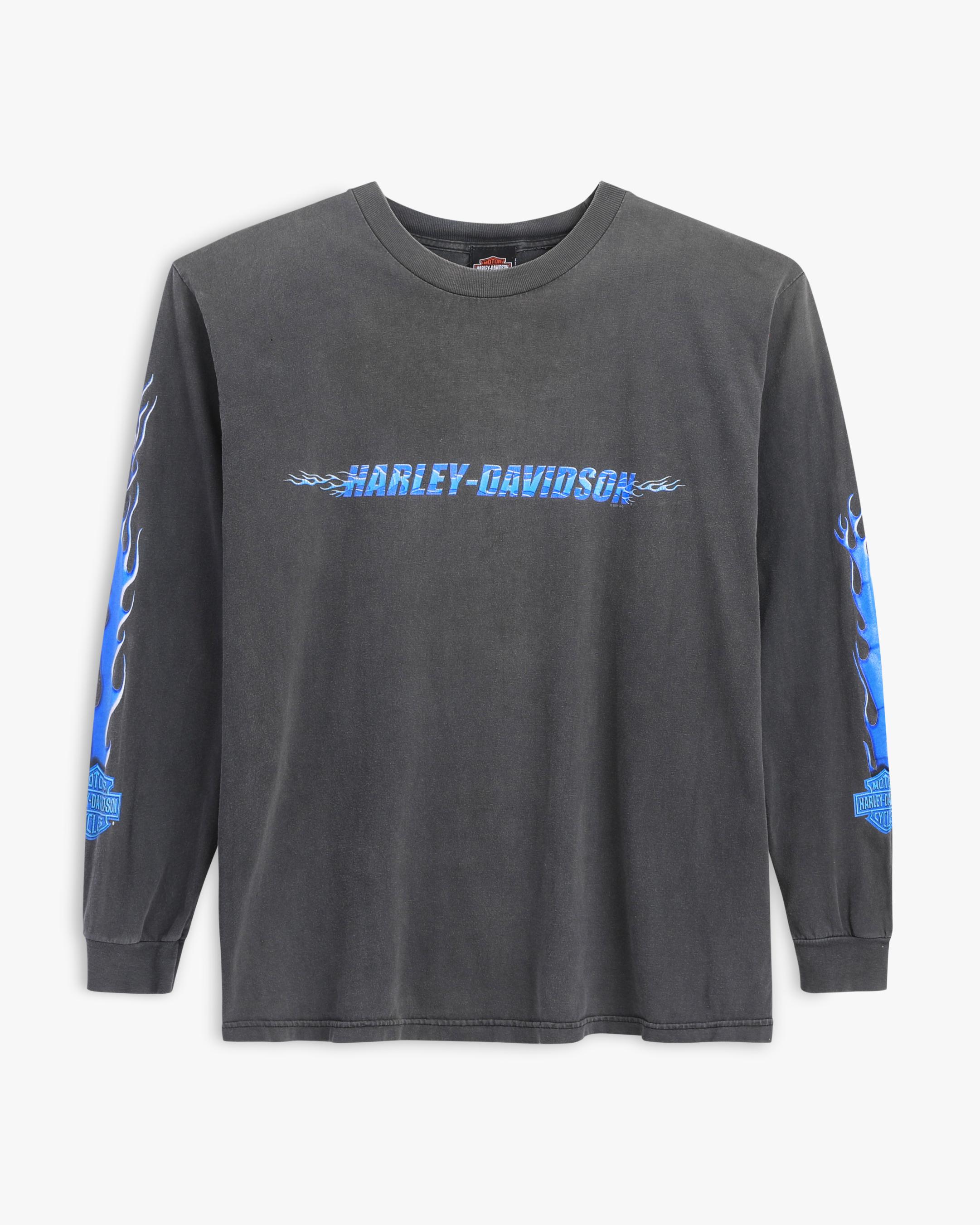 00s Faded Harley Davidson Blue Flame (L)