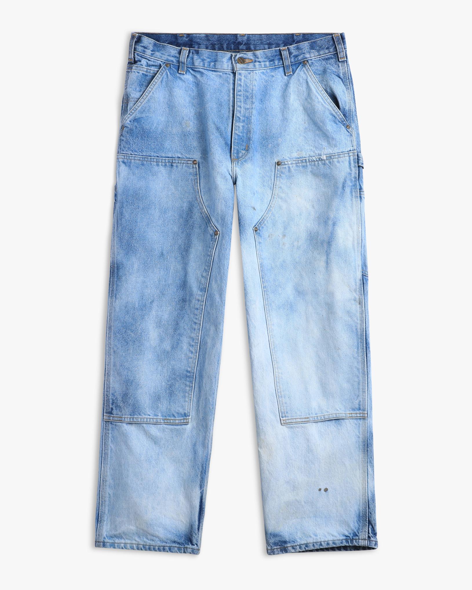 Bleached Washed Denim Carhartt Double Knees (34")
