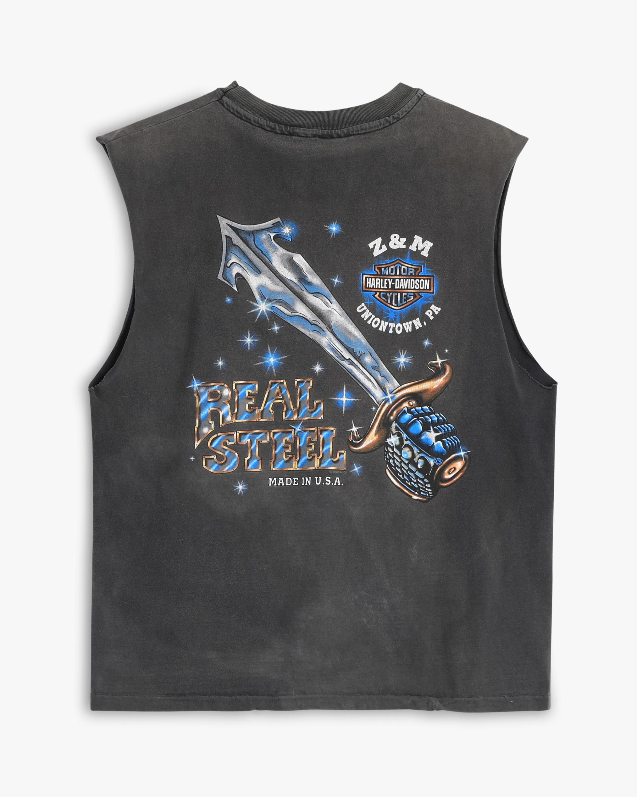 90s Real Steel Harley Davidson Cutoff (L)