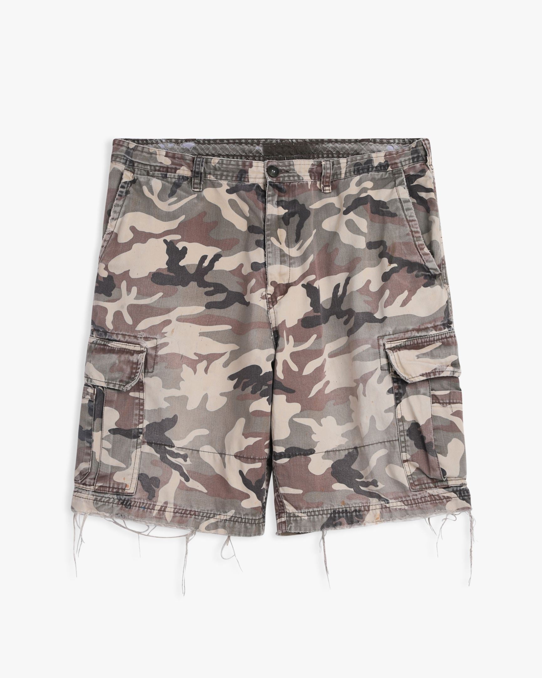 Distressed Army Camo Cargo Shorts (38")
