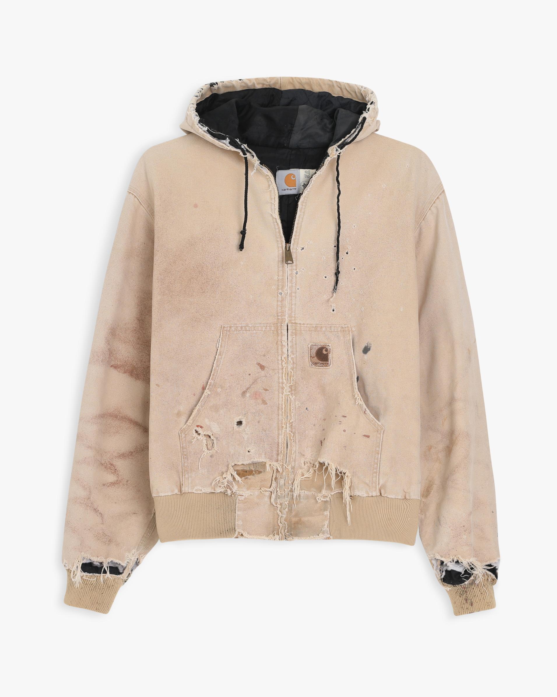 Thrashed Carhartt Tan Hooded Jacket (L)