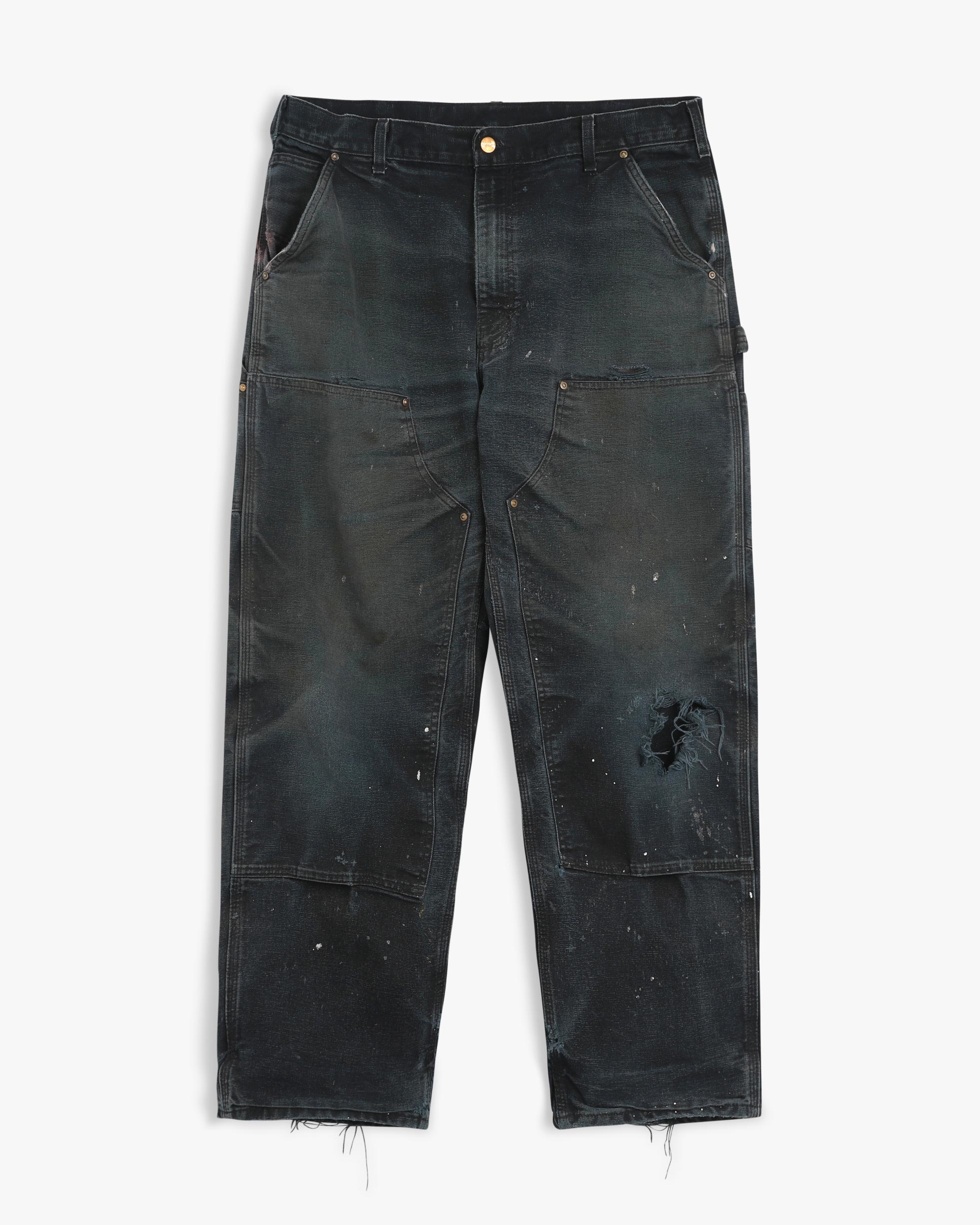 Thrashed Carhartt Black Double Knees (36")