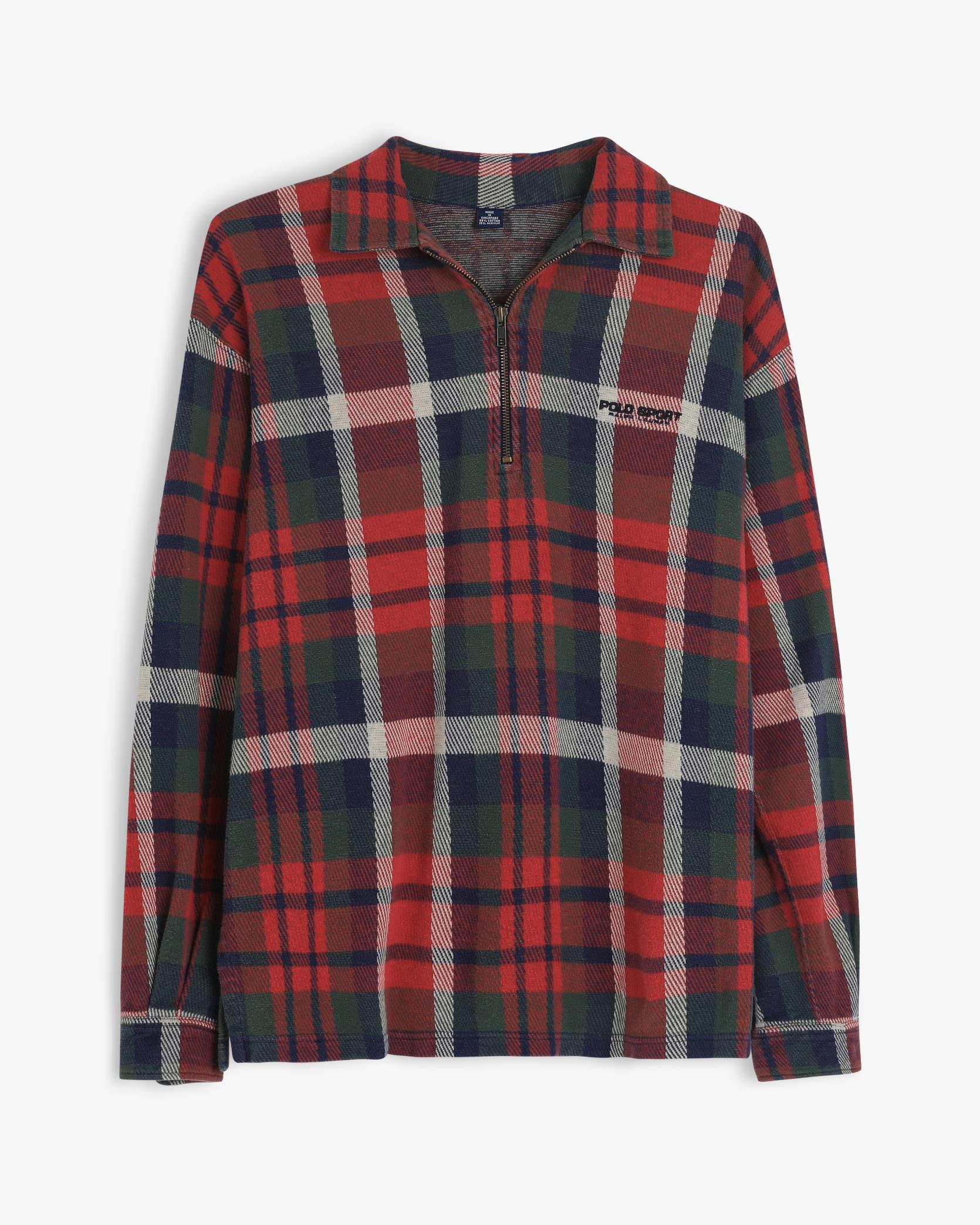 Polo Sport Ralph Lauren Plaid 1/4 Zip Sweatshirt (L)
