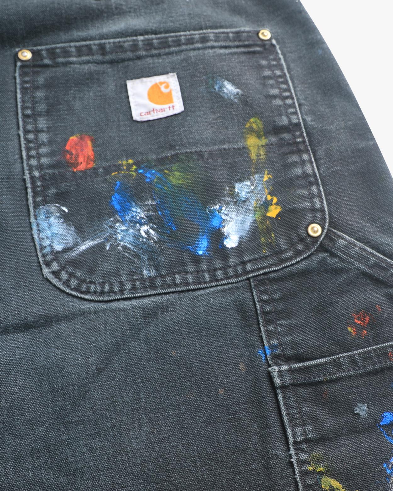 Paint Splattered Black Carhartt Doubleknees (38")
